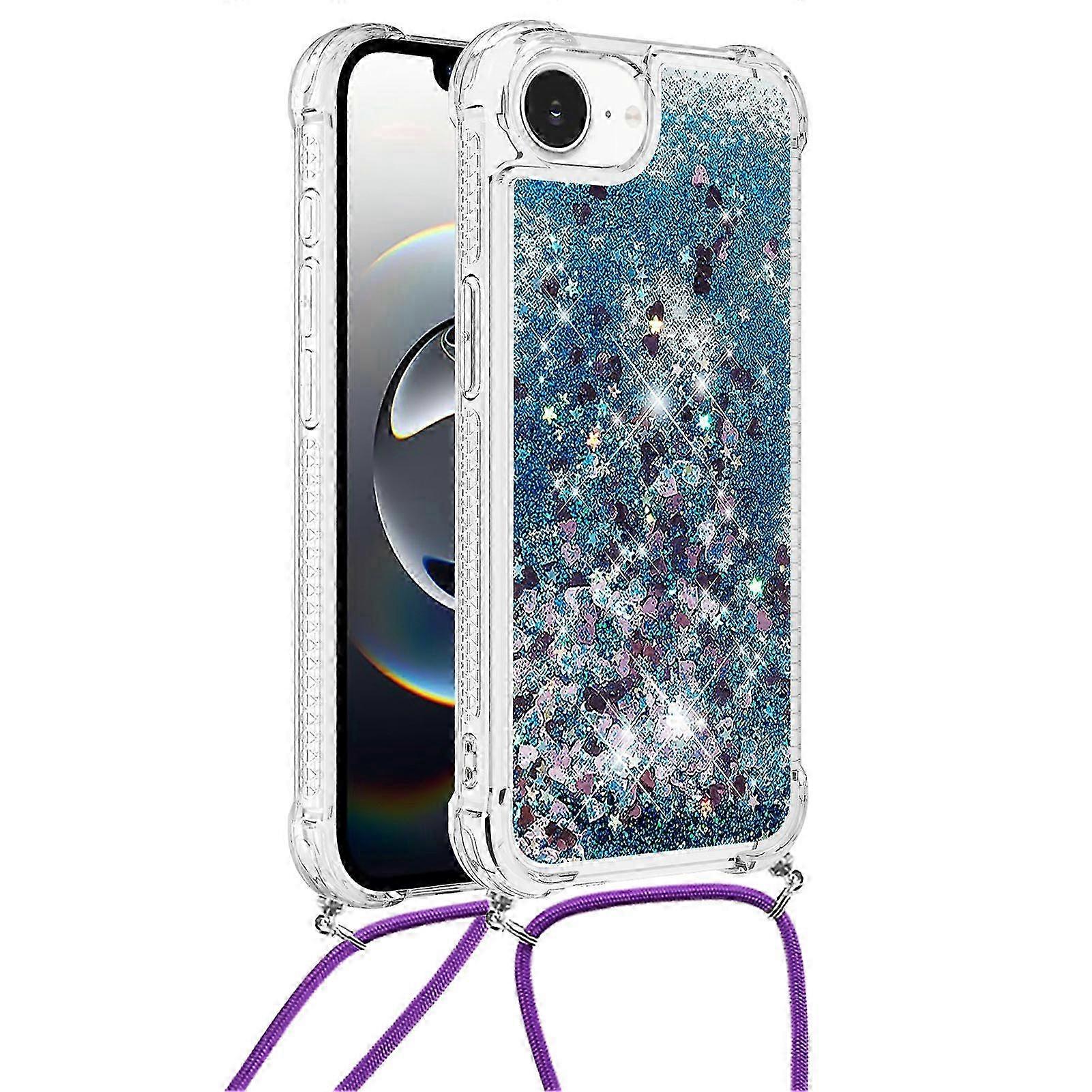 Compatible For iPhone 16e TPU Case Quicksand Design Phone Cover with Lanyard