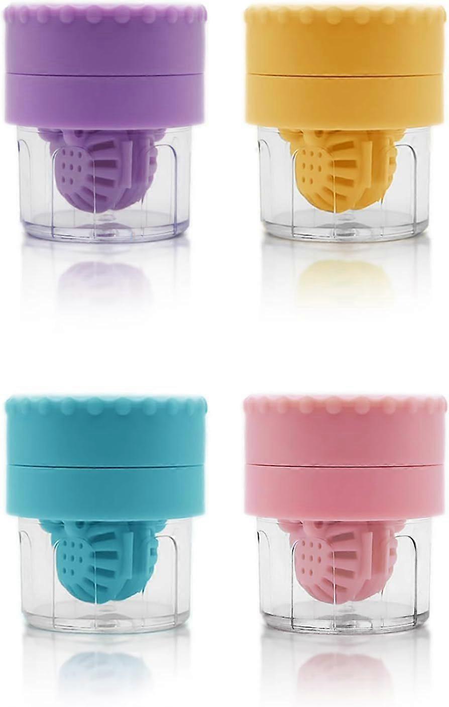 4 Pack Contact Lens Case, 2 in 1 Manual Contact Lens Washer Cleaner Storage Case Portable Size Solution Soaking Container for Travel, Daily Use (4 Col
