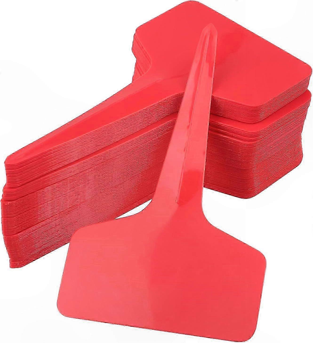 Garden Plant Labels, 100 Count, Durable Plastic Markers for Vegetables and Herbs, 6 x 10 cm, Red