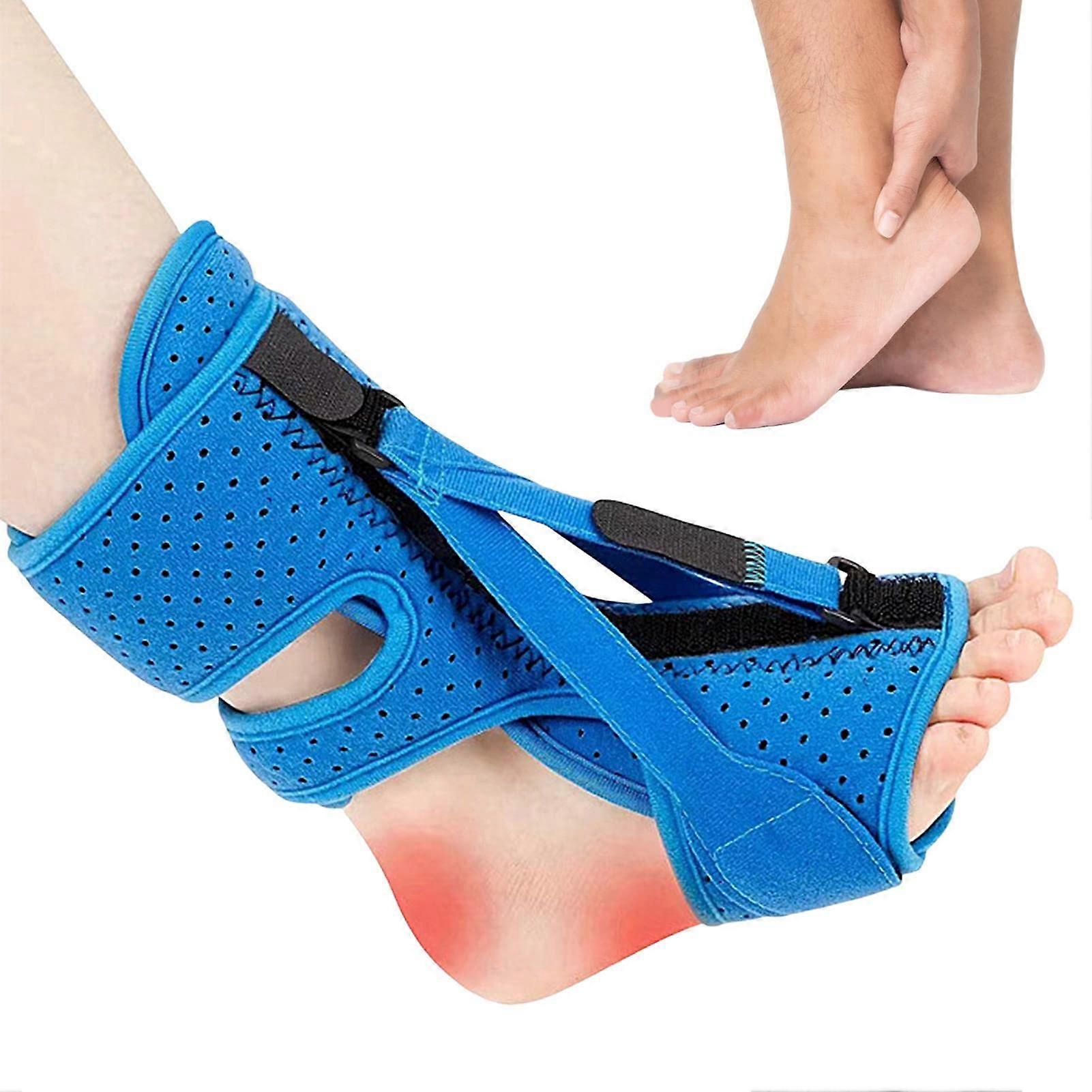 Drop Foot Brace, Soft Breathable Night Splint Sock with 3 Adjustable Straps for Plantar Fasciitis and Achilles Tendonitis Relief