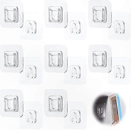 10 Pairs 6x6cm Square Self-Adhesive Wall Hooks for Bathroom Storage and Paper Towel Box Hanging Without Clear Plastic Hook Double Sided Adhesive Pack