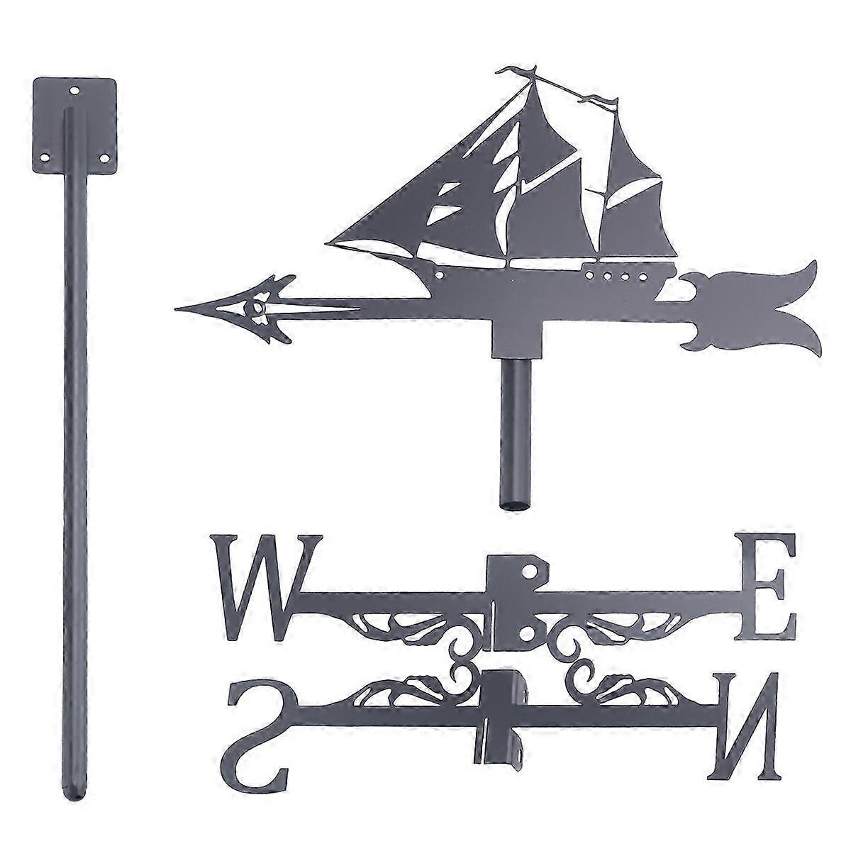 Sailboat Weather Vane: Retro Silhouette Wind Direction Indicator for Decorative Use