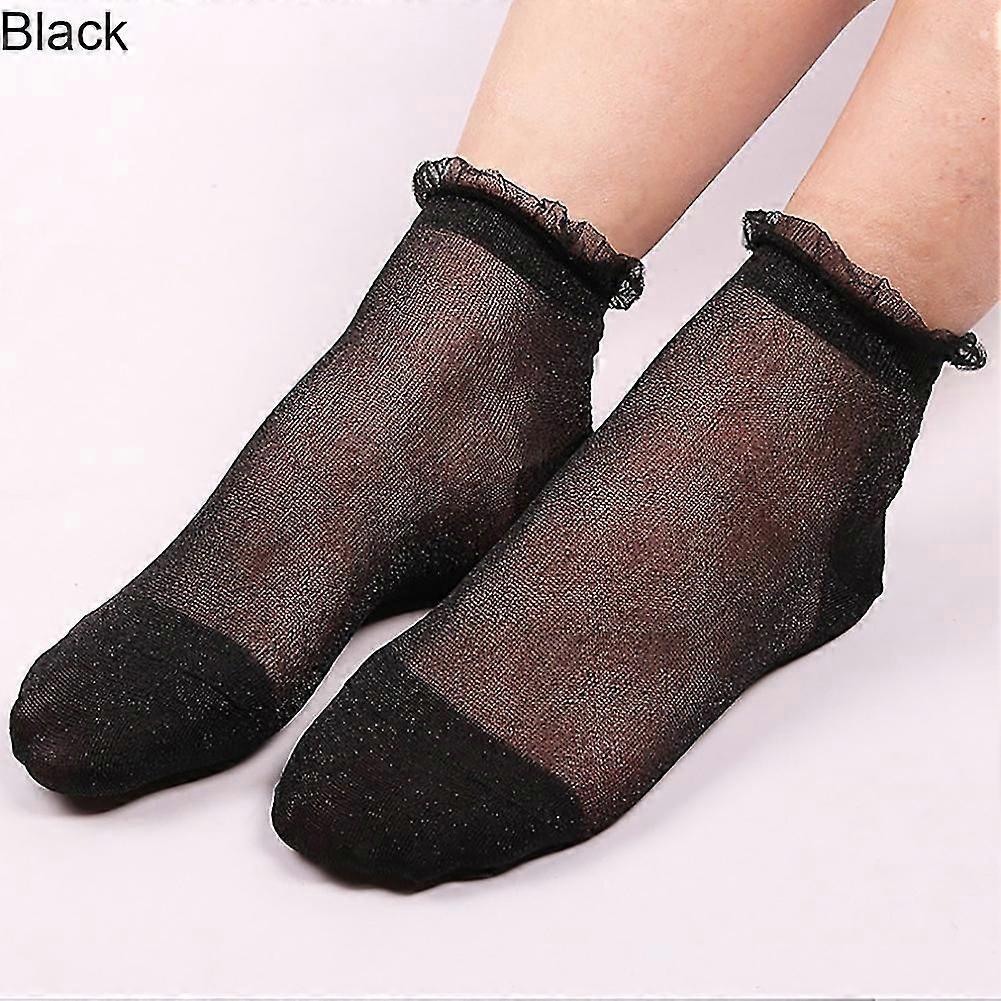 Estate Donne Donne Puro Seta Glitter Trasparente Pizzo Caviglia Calze Regalo