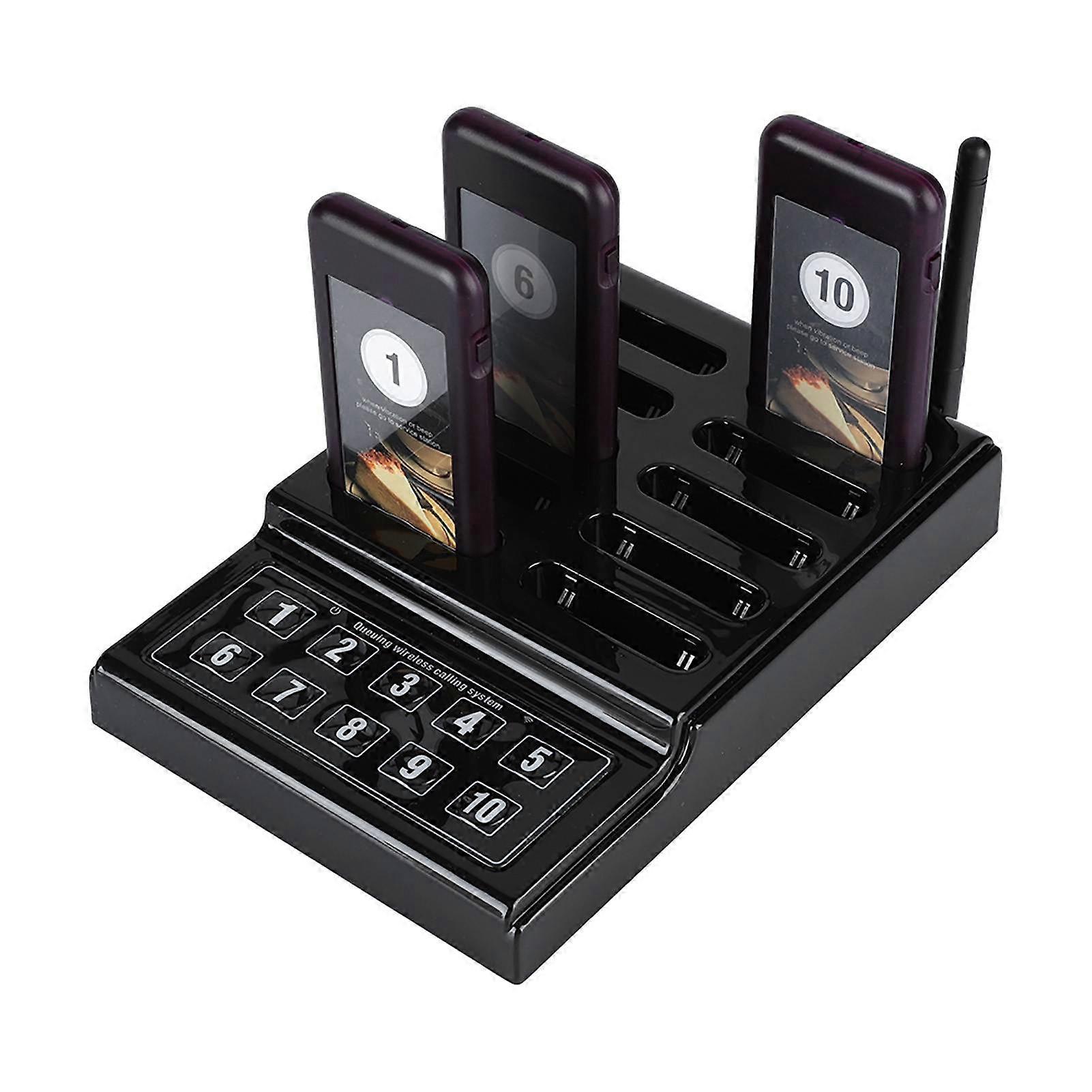 Wireless Restaurant Paging System 10-Channel Keypad Black 130x190x33mm