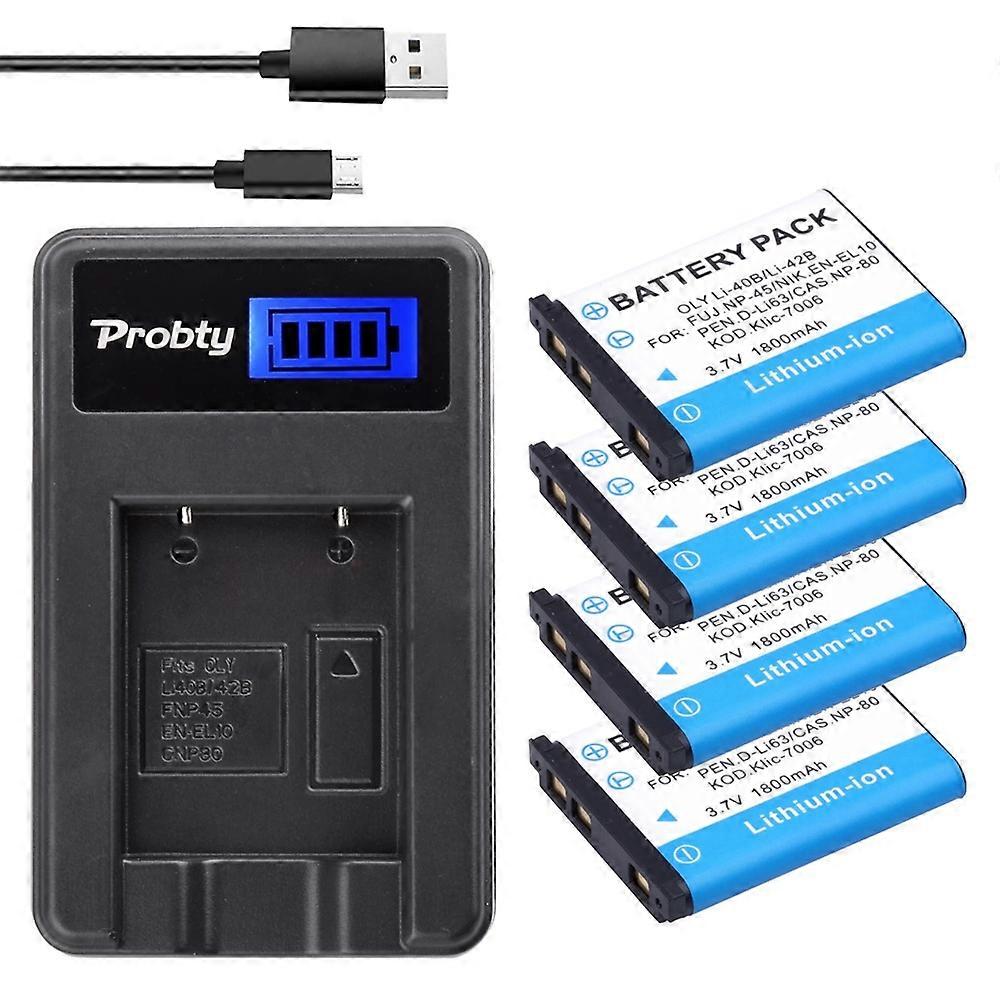φορτιστής LCD μπαταριών 1800mAh Li-40B Li-42B EN-EL10 για Olympus Li 40B 42B, Nikon EN EL10, FinePix XP7