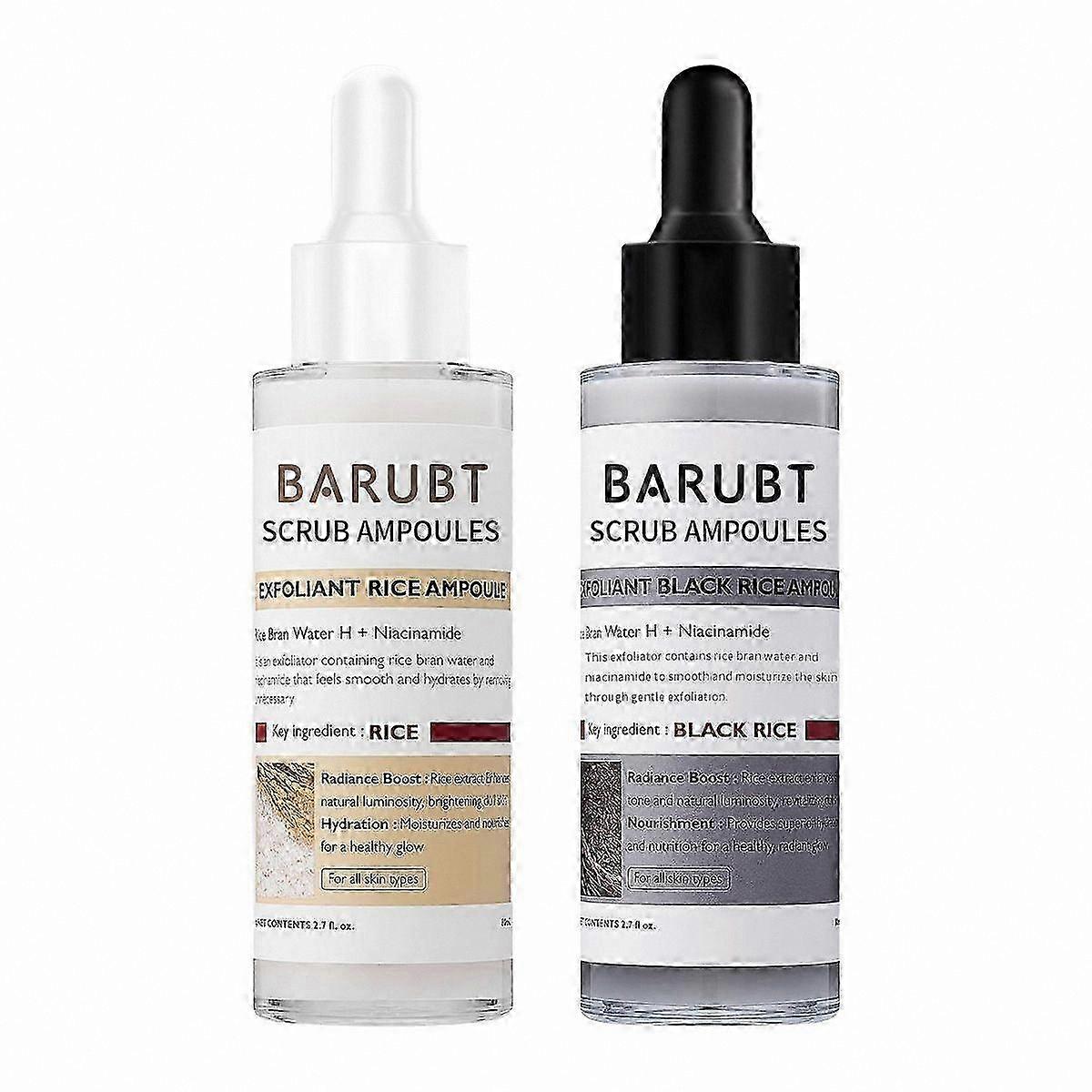 Glow Rice Ampoule Duo - White & Black Rice Serum for Face and Body - Gentle Exfoliating Scrub for Dead Skin and Blackheads Removal