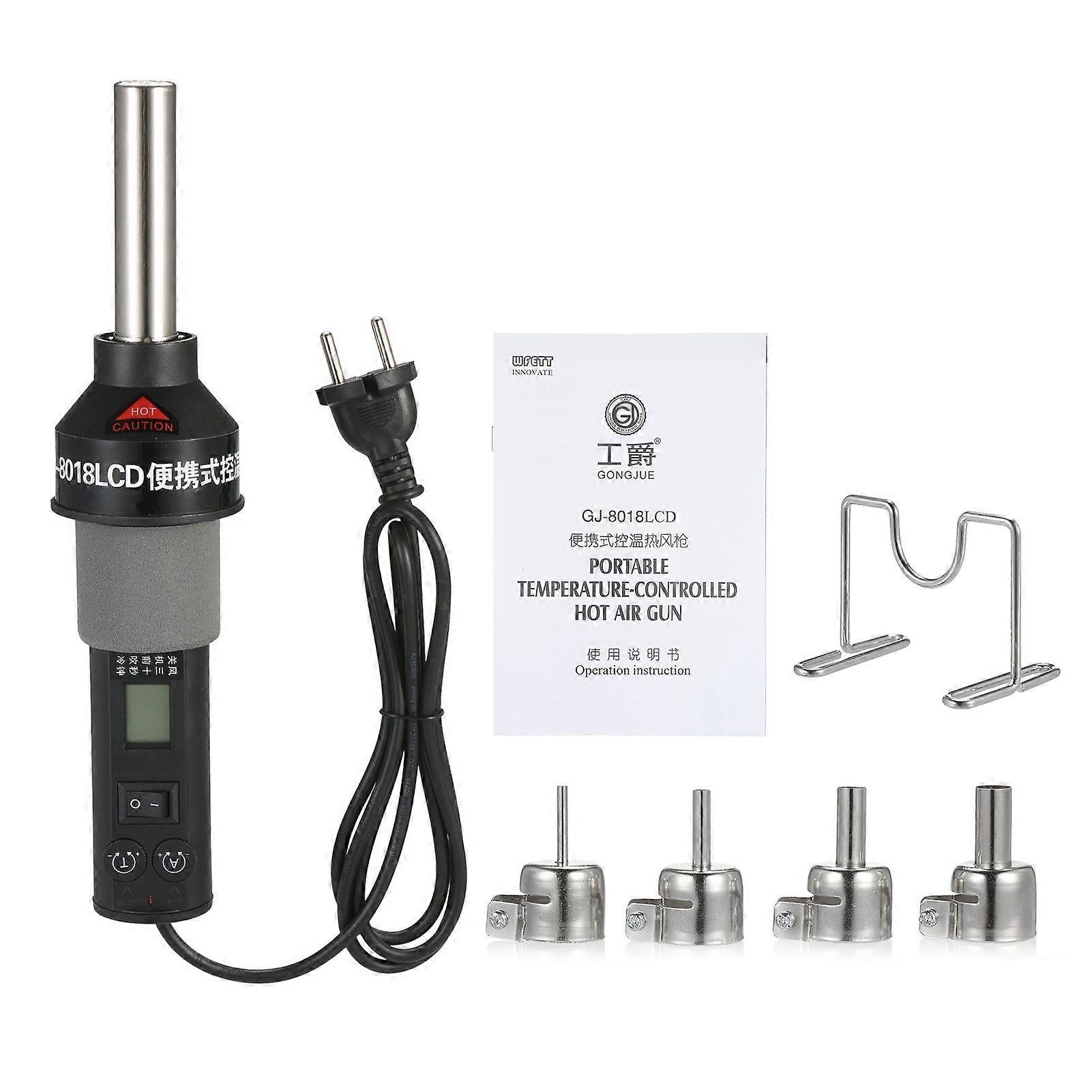 450W Portable Temperature-Controlled Soldering Heat Gun 450 Hot Air Rework Station SMD Desoldering Tool with Nozzles LCD Digital Display Airflow Contr