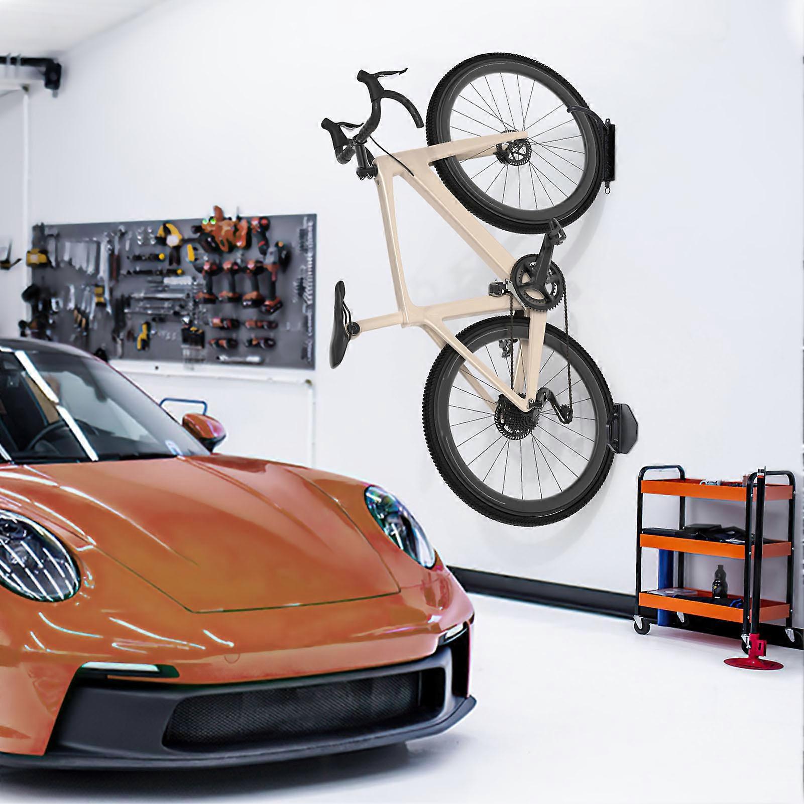 Swivel Cycle Wall Mount Rack, Solid Steel, Black, 5.9x4.5in Rear Wheel