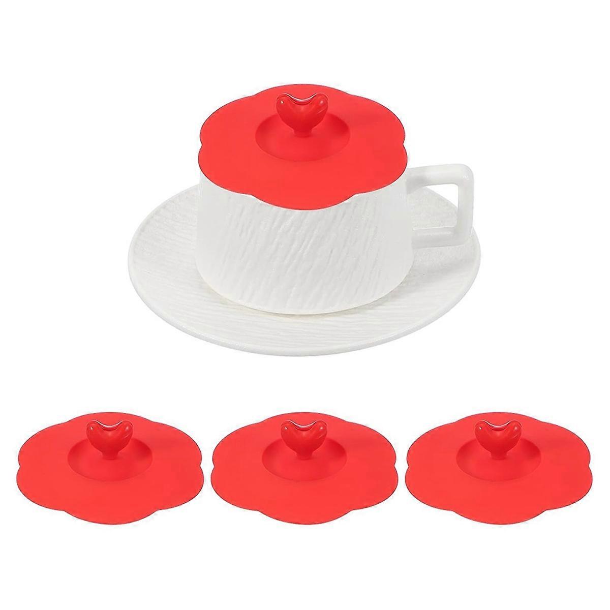 3Pcs Silicone Cup Covers, 4inch Heart Universal Cup Lids