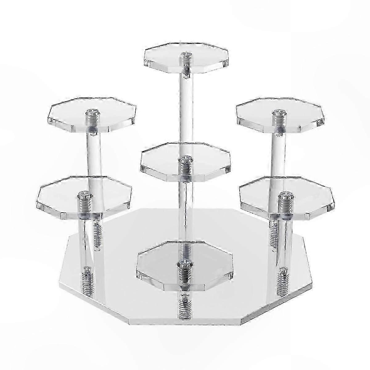 7-Tier Acrylic Display Stand for Perfume, Cupcakes, Collectibles, and Crafts Organization