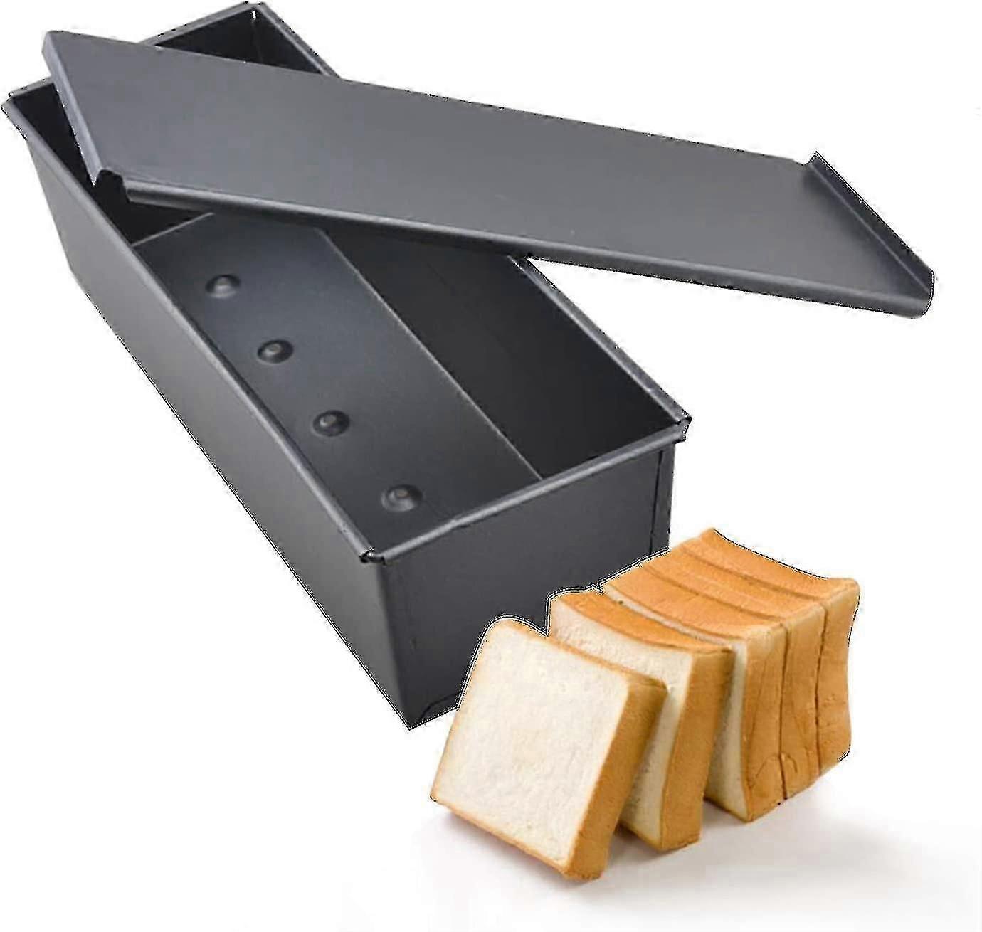 Cake toast bread mould 12 x 4 x 3 inch with lid non-stick