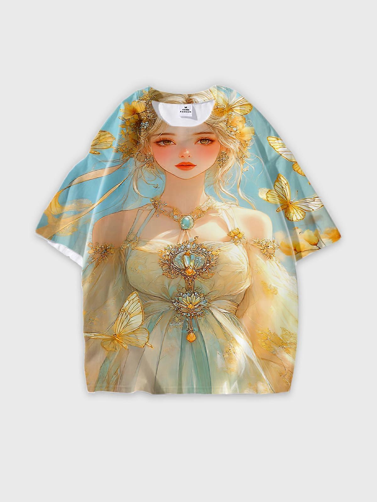 T-Shirt Short Sleeve Round Neck, Summer Casual Loose Graphic Tee, Unisex Pattern V2282