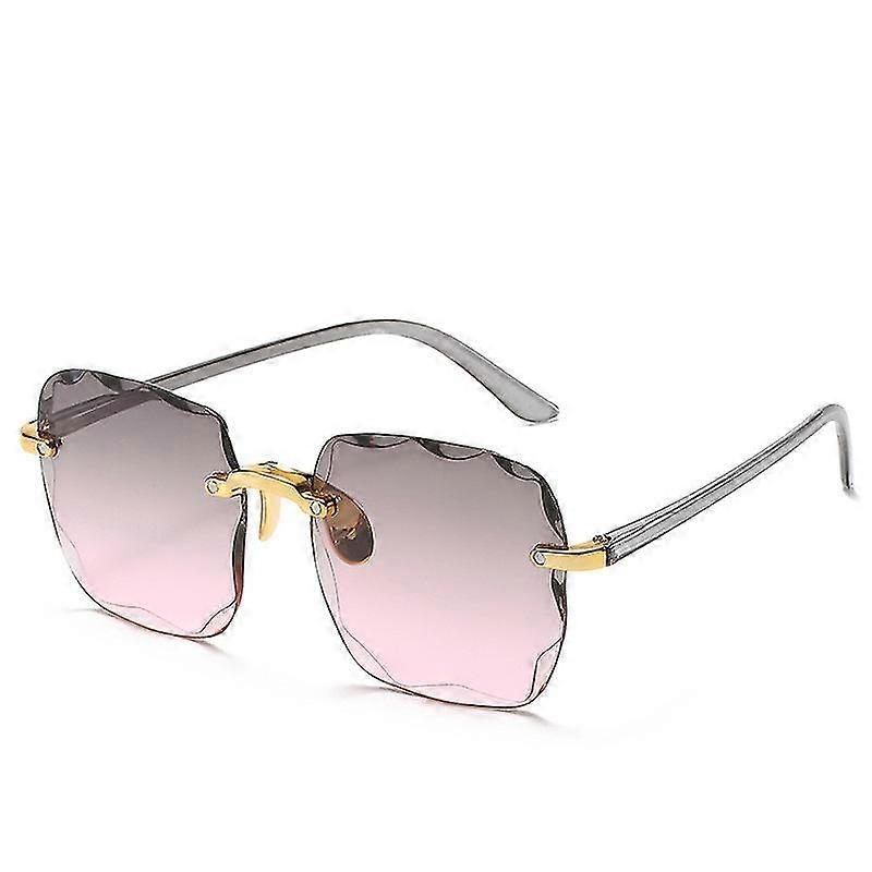 2025 Big Oversized Square Rimeless Sunglasses Women Fashion Flat Top Shade Vintage