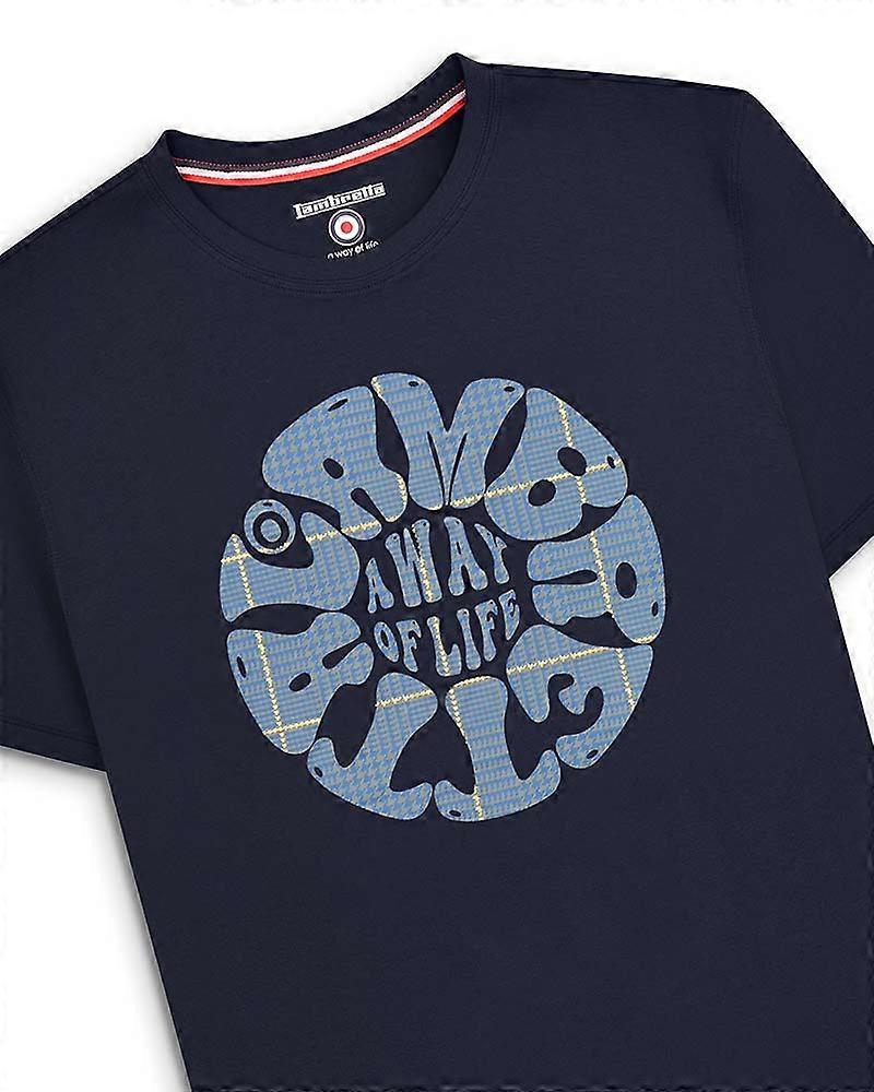 T-shirt Homme LAMBRETTA à Col Rond - Coupe Regular, Manches Courtes, Coton, Motif Rétro Target, Neuf