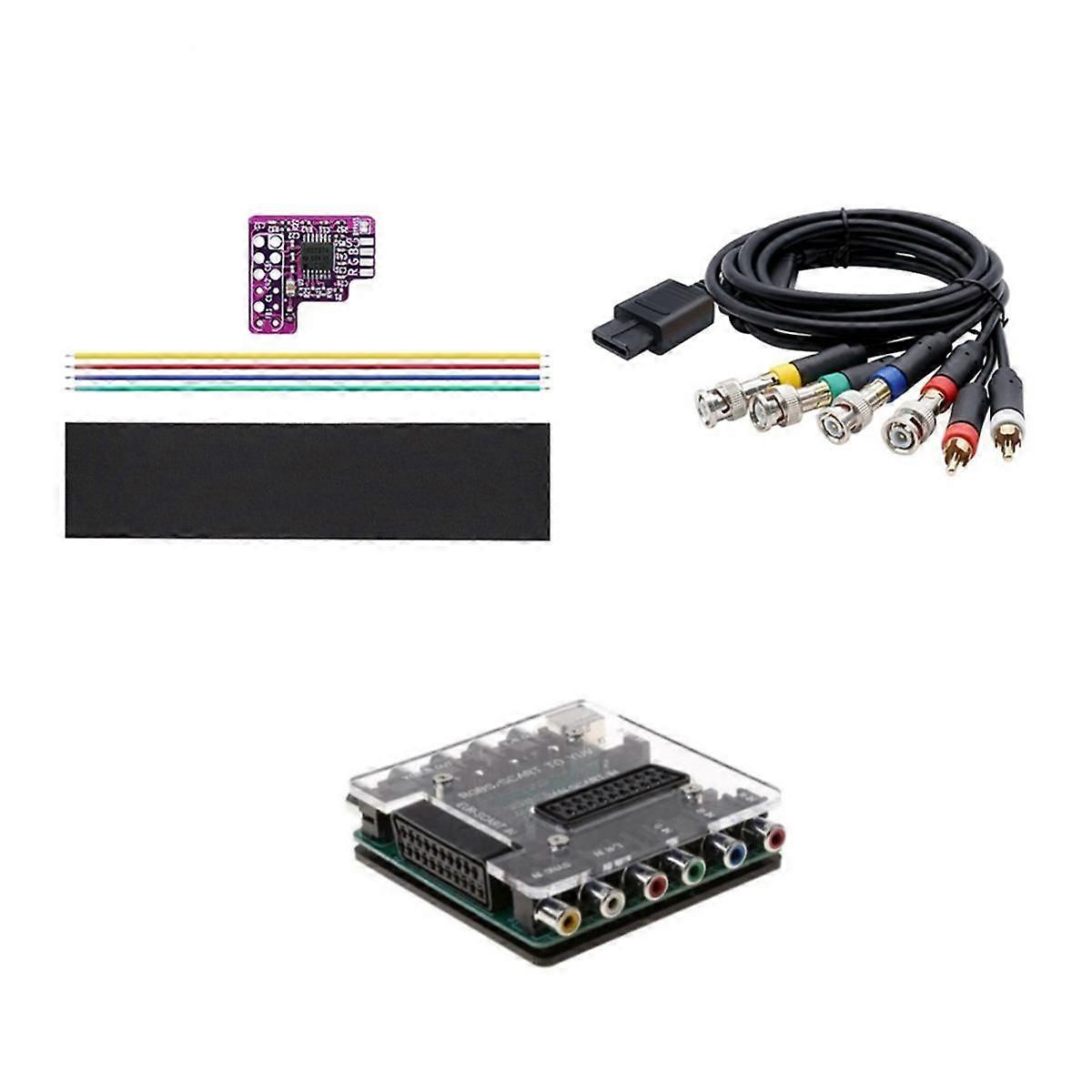 N64 RGB MOD+SCART/RGBS to YCBCR/S Video Converter+RGB Cable for N64 NTSC Consoles RGB Module for NT