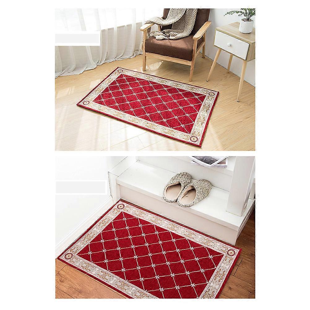 Entrance Rugs Indoor Non-slip Area Rug Ideal For Household Users In Kitchen Bathroom 60x40cm Red Machine Washable 1Pcs