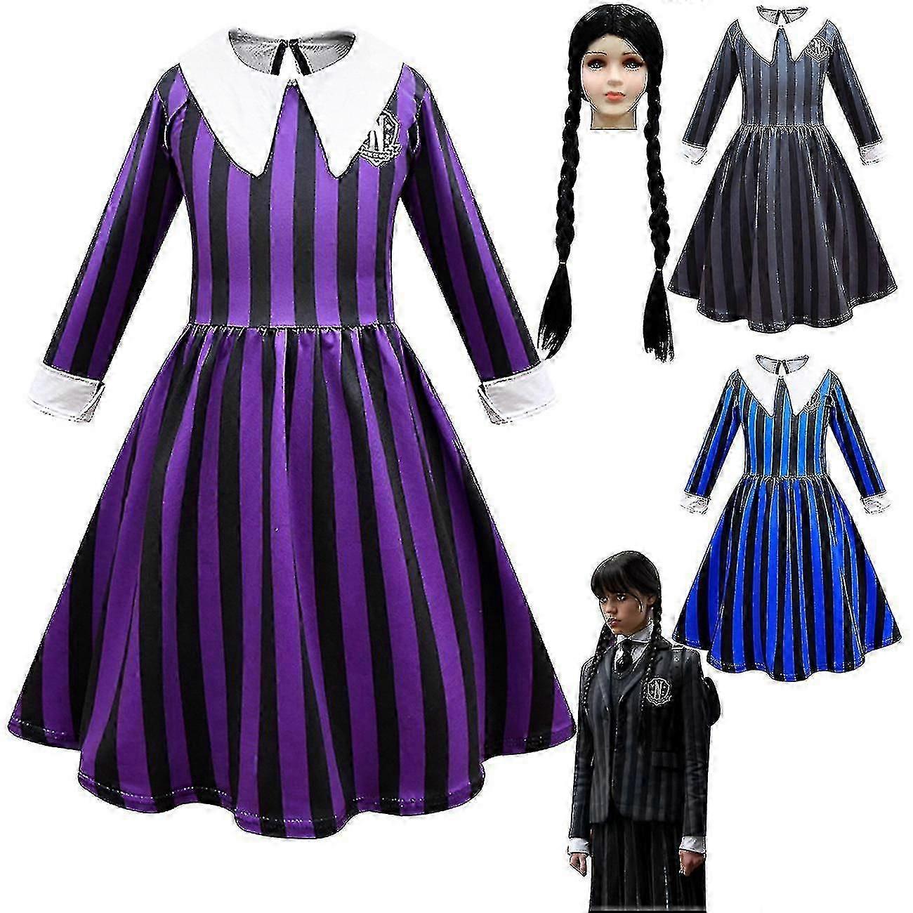 Szerda Addams Jelmez Férfi Gomez Cosplay Ruhák Morticia Maxi Ruha Hosszú ujj Családi parti Halloween Öltönyök -CAA