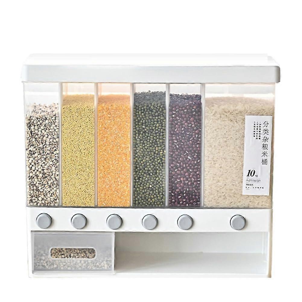 Wall-Mounted Partitioned Storage 6-Grid Dry Food Storage Container Dried Fruit Organizer Food Storage Box