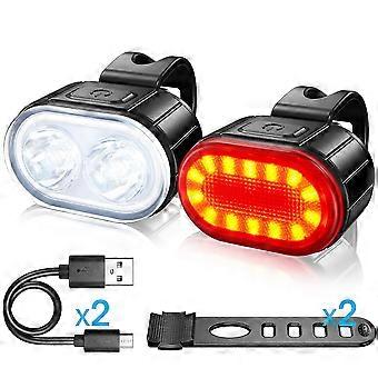 2023 - Led fietsverlichting, USB oplaadbare voor- en achterlichten, Ipx5 waterdichte led-fietsverlichting (ShiKai)