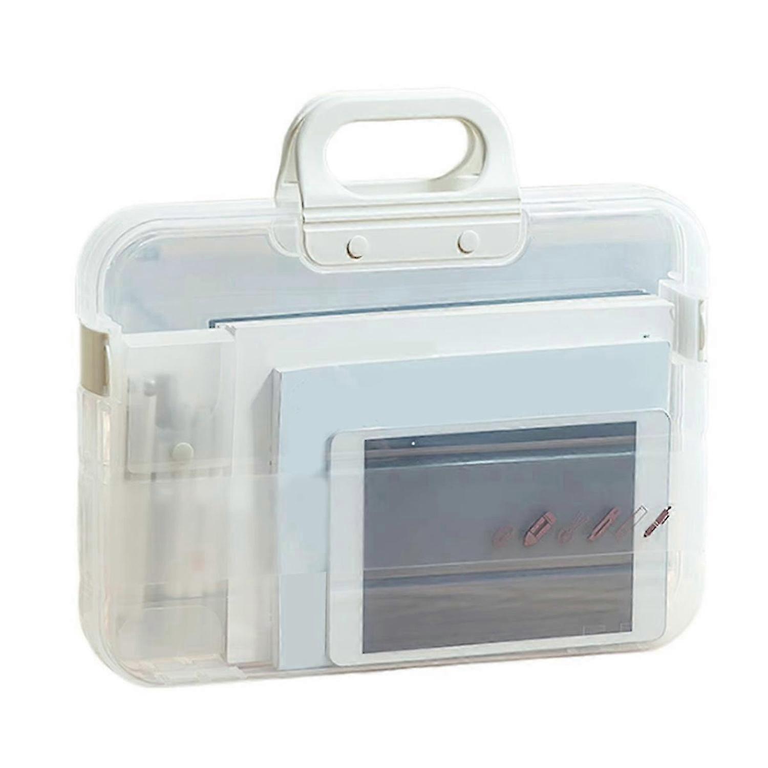 A4 Plastic File Folder with Lock Handle Portable Box File A