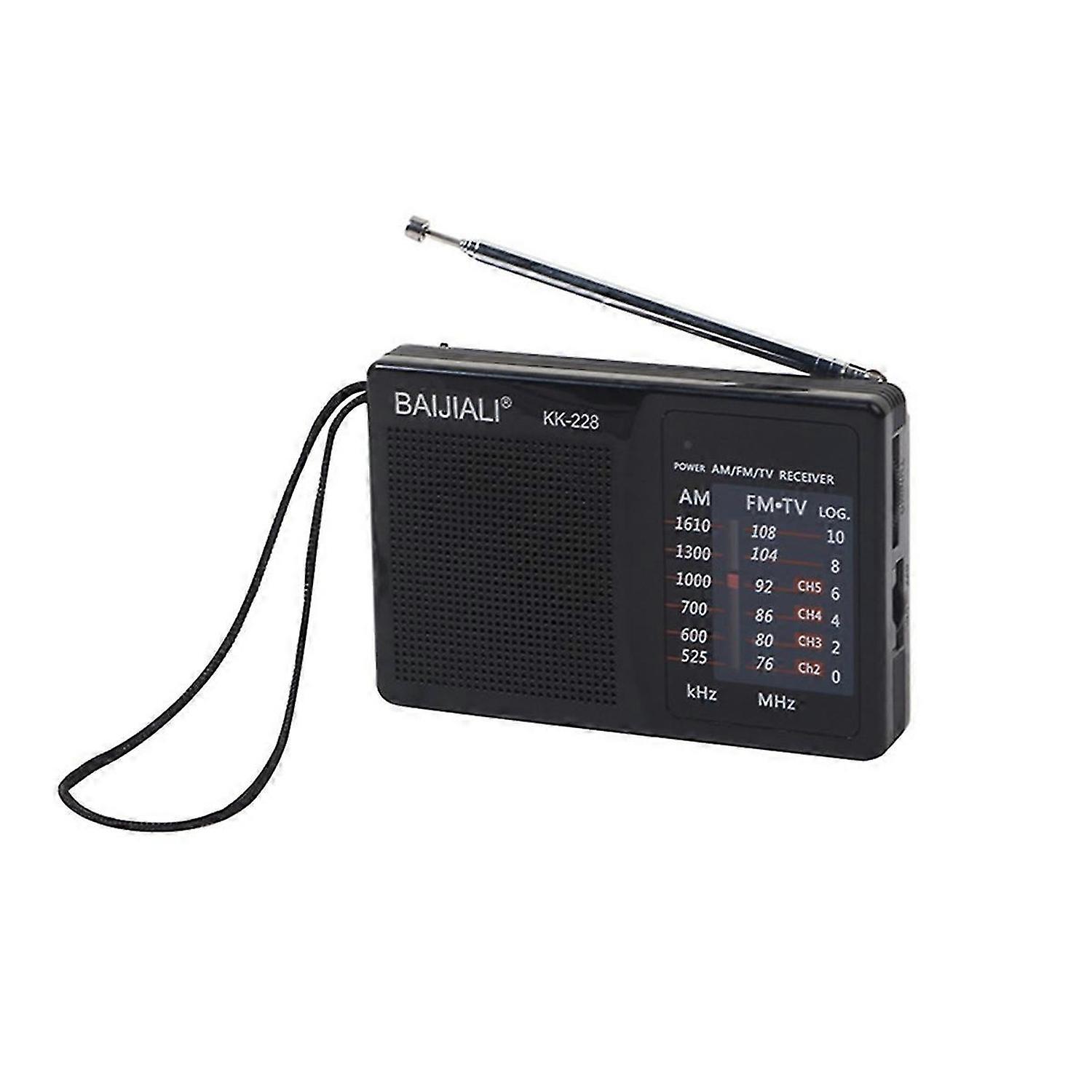 BAIJIALI Mini Radio Receiver Retro Radio Versatile FM AM Full-Wave Band Portable Radio for Outdoor C