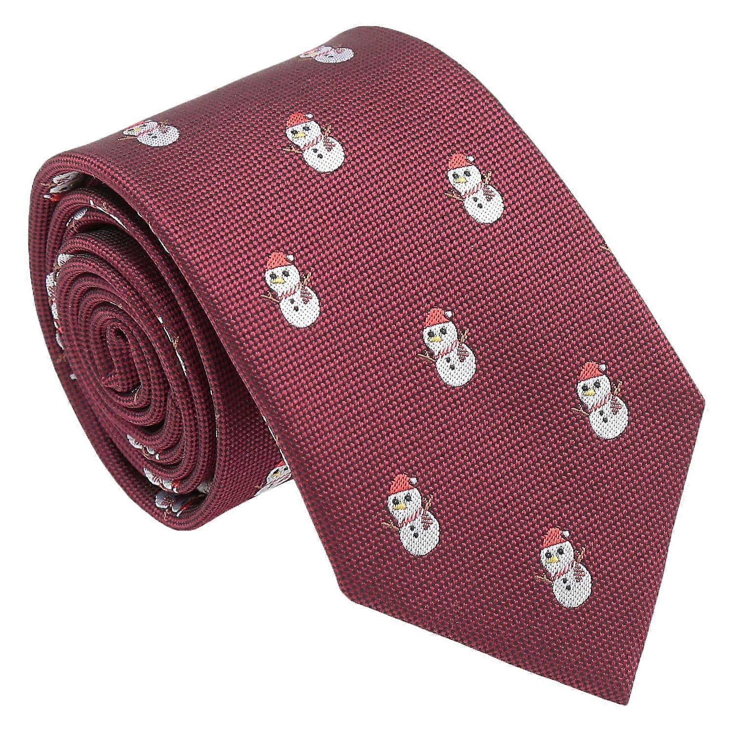 Burgundy Snowman Regular Tie for Boys