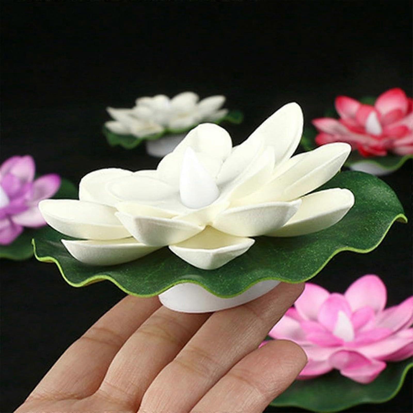 Battery Operated Lily Pad Flower Pond Decor Floating Pool Light Color Changing LED 6 Pack Pond Lights Hot Pink