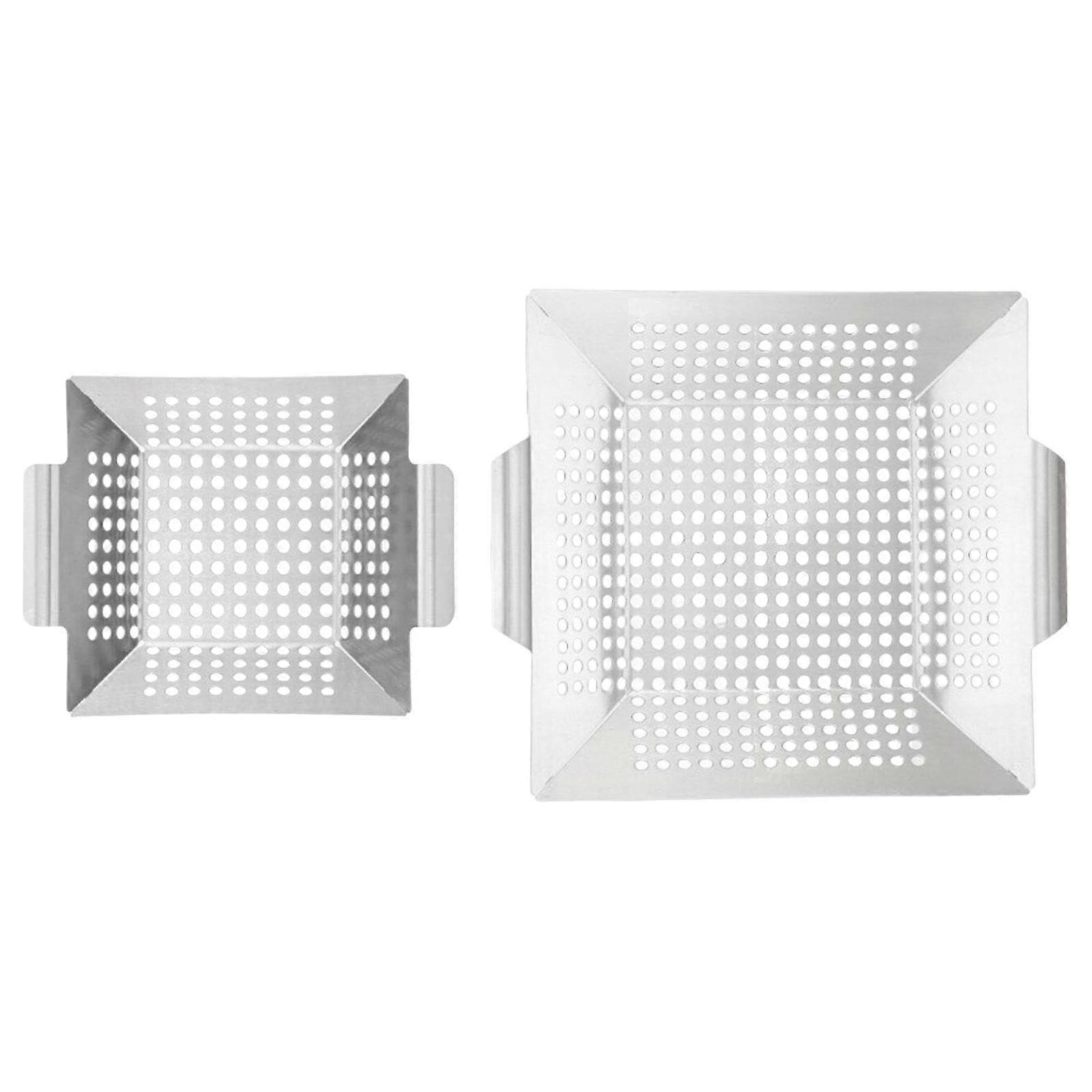 Grill Pans Grilling Baskets With Holes Rectangle Grill Tray For Camping And BBQ, Food Tray For Baking, Small And Large