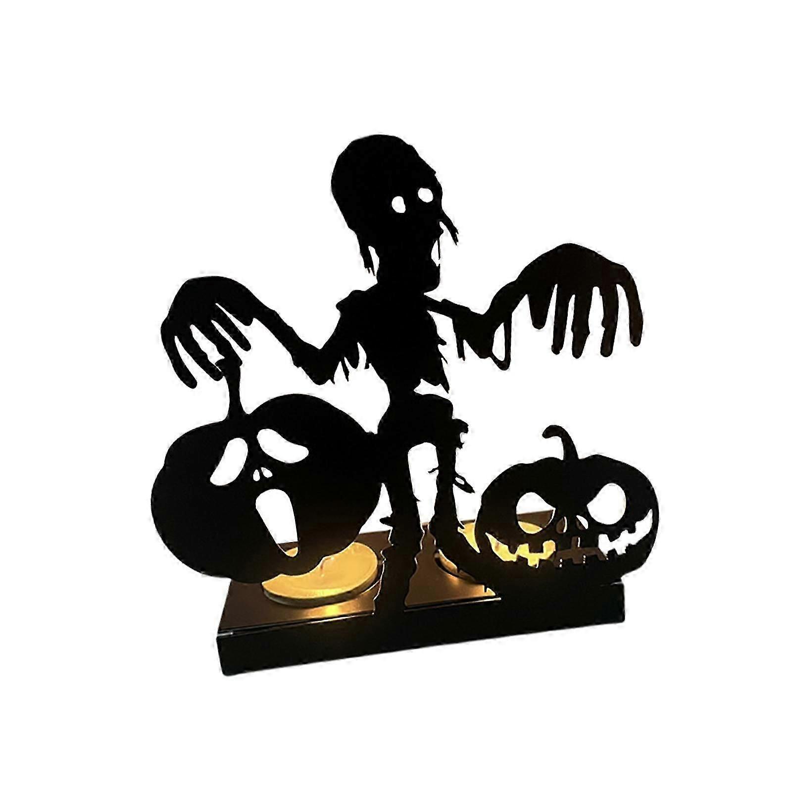 Spooky Halloween tealight holder metal candlestick