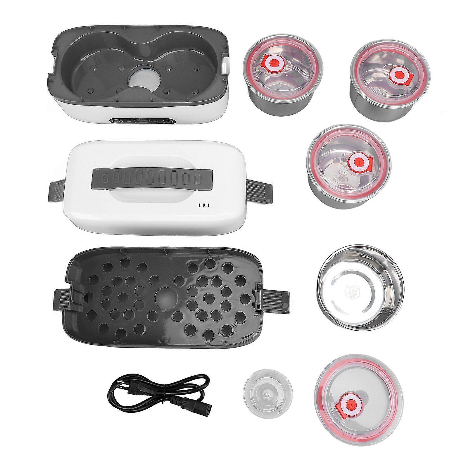 Electric Lunch Box Food Heater Double Layer 4 Stainless Steel Bowls Portable Lunch Warmer Heated Lunch Box 24 Hour Reservation for Office Camping EU P