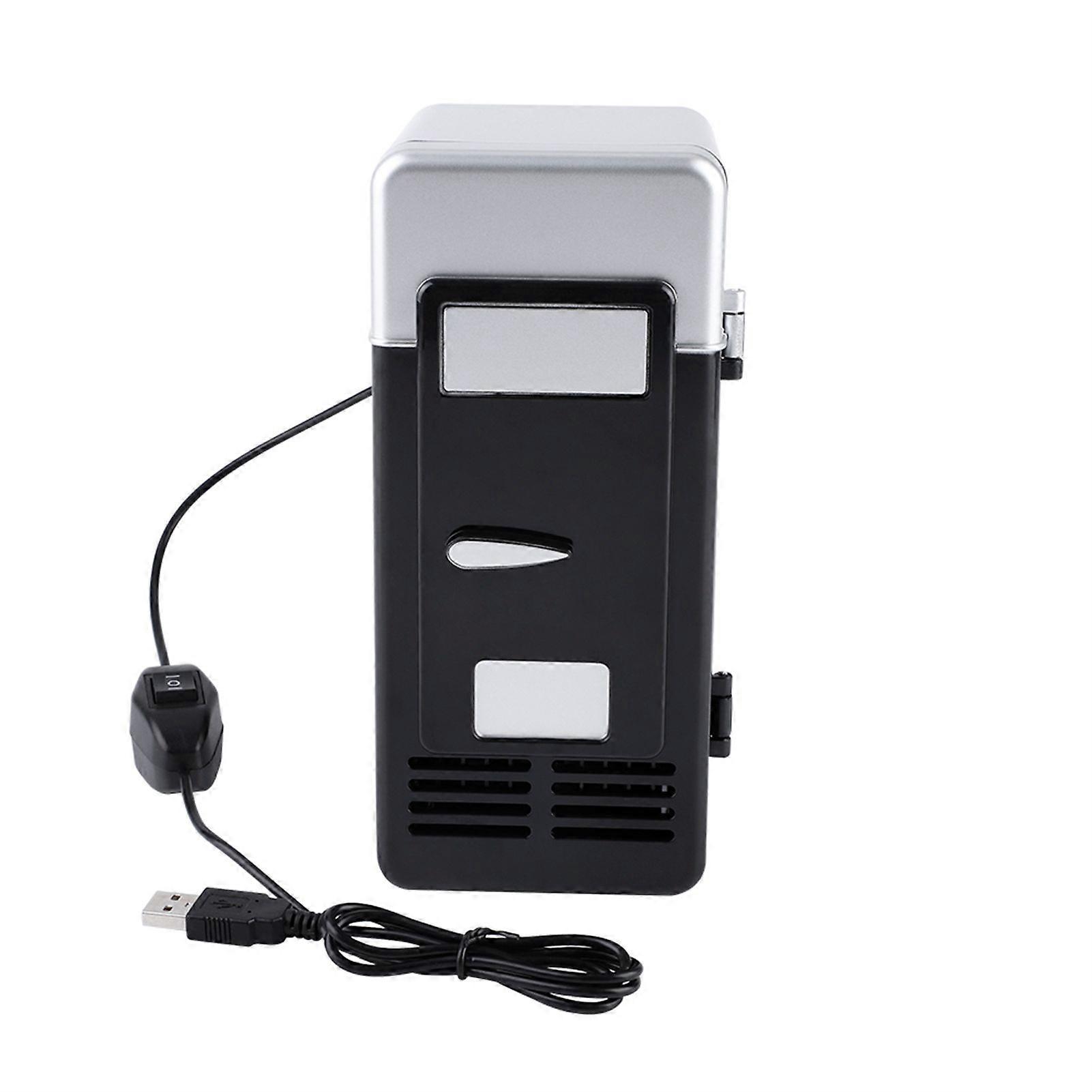 LED Mini USB Refrigerator USB Refrigerator Drinks Beverage Cans Refrigerator and Heater Black