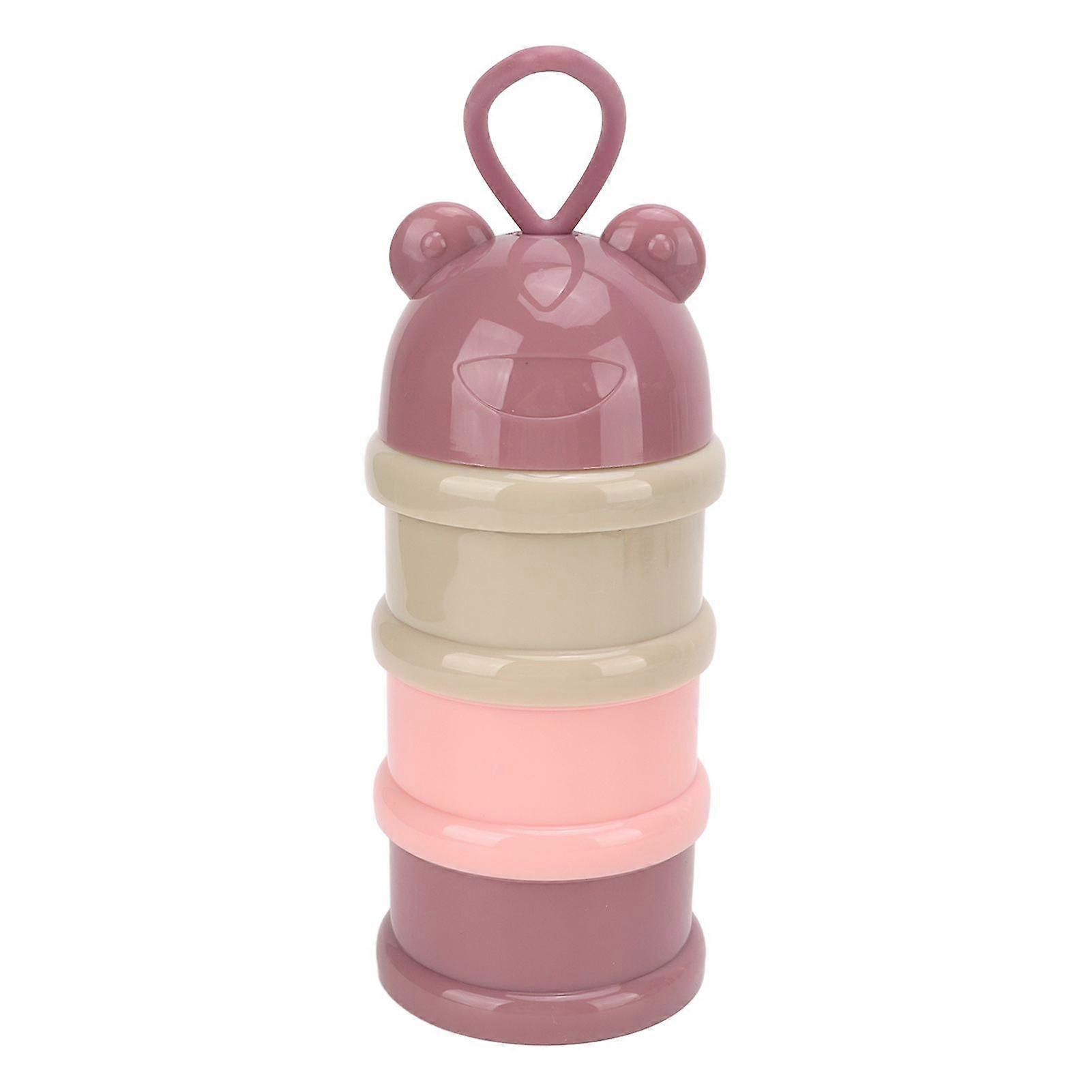 3 Layers Baby Milk Powder Formula Dispenser Detachable Portable Stackable Rotation Baby Snack Storage Container Light Pink