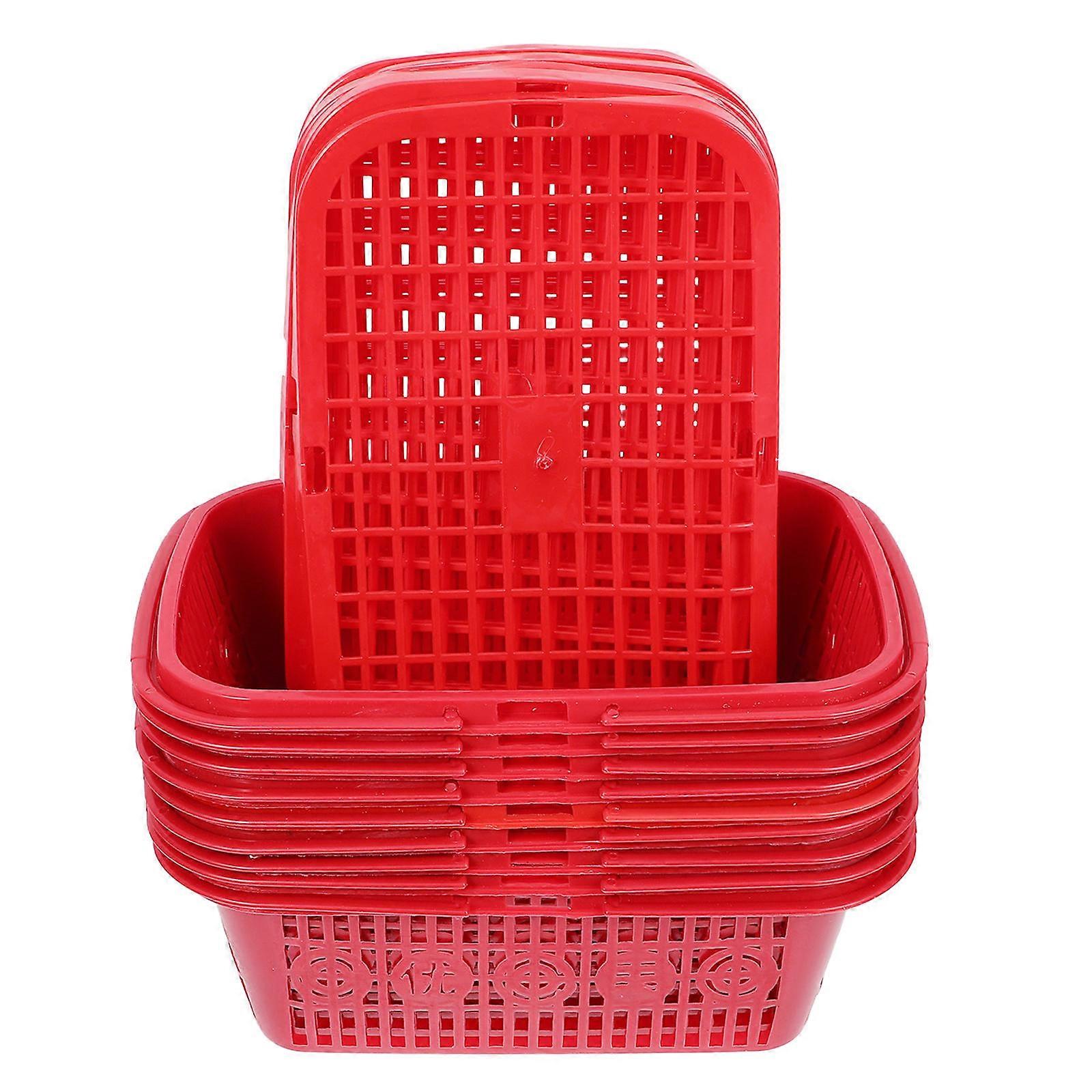 Fruit Picker Basket Plastic Container for Efficient Drainage 10Pcs Red