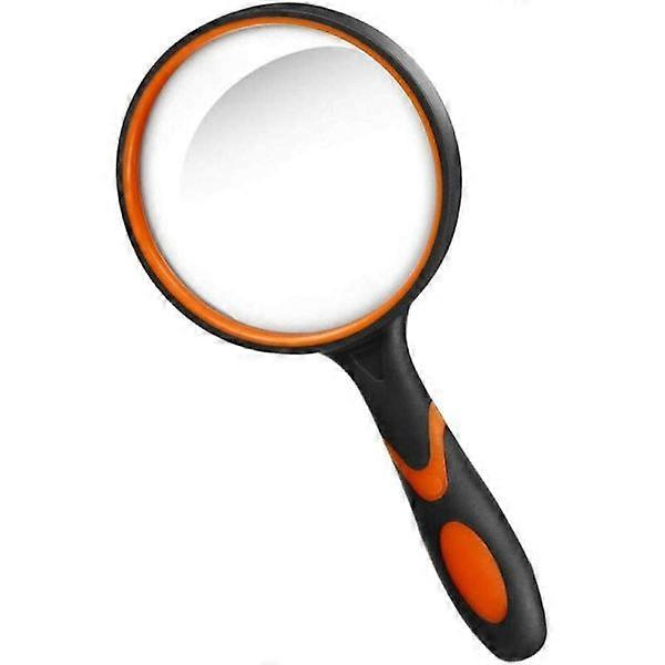 10x Magnifying Glass with Non-Slip Soft Rubber Grip, 75mm Magnifier and Shatterproof Mirror for Reading, Inspection