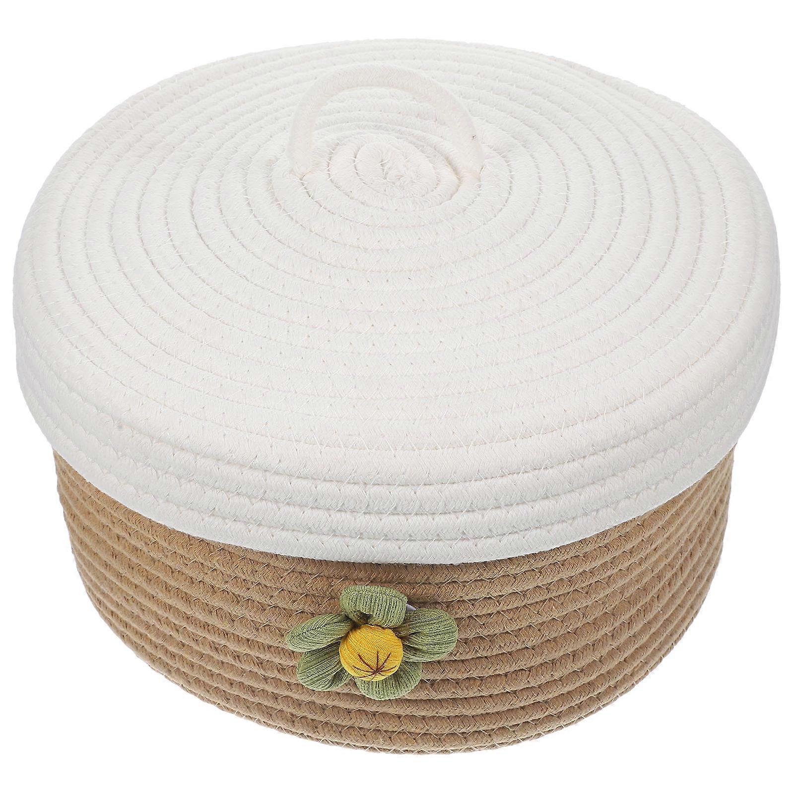 Cotton Rope Storage Basket for Organizing 2Pcs Household Woven Basket with Lid