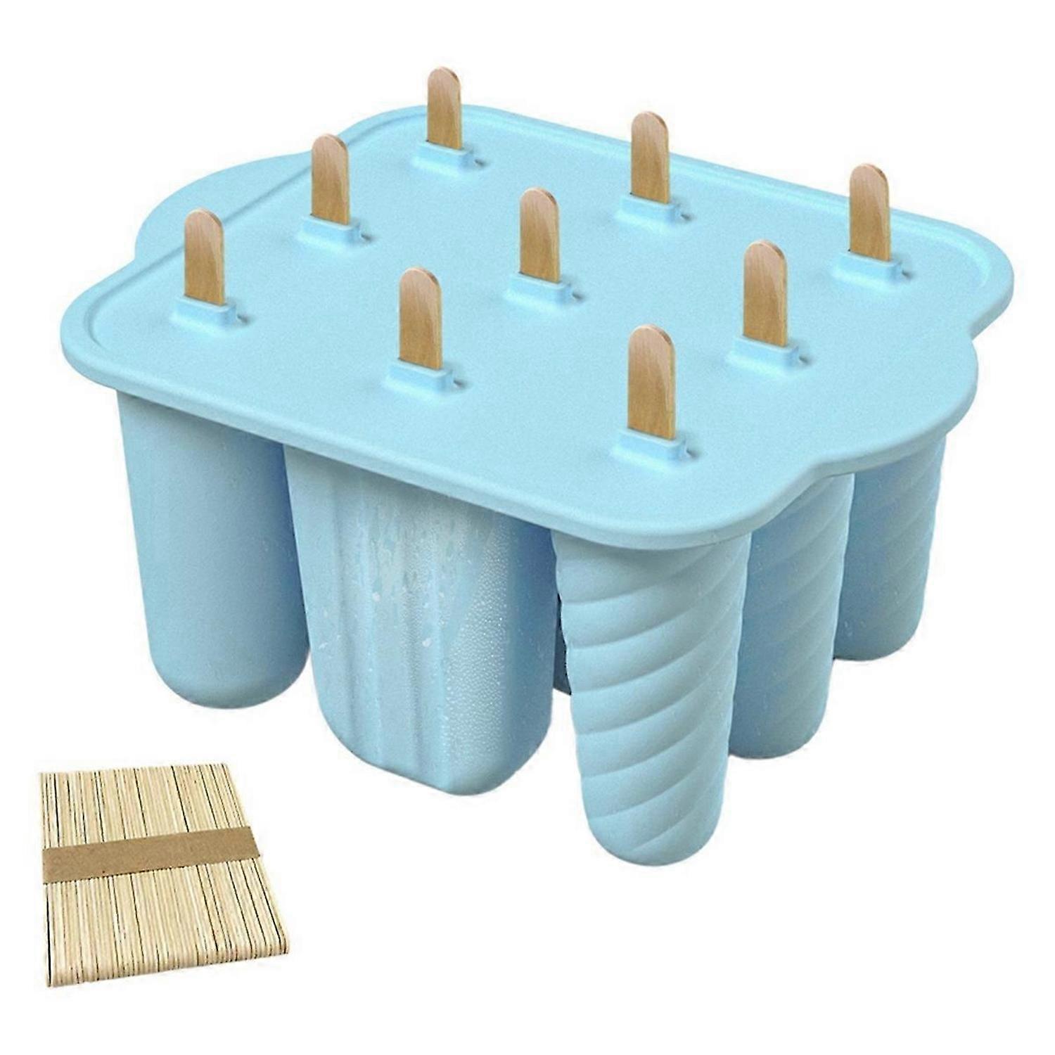 9 hole Popsicle Molds Easy-Release with 50PCS Popsicle Sticks C