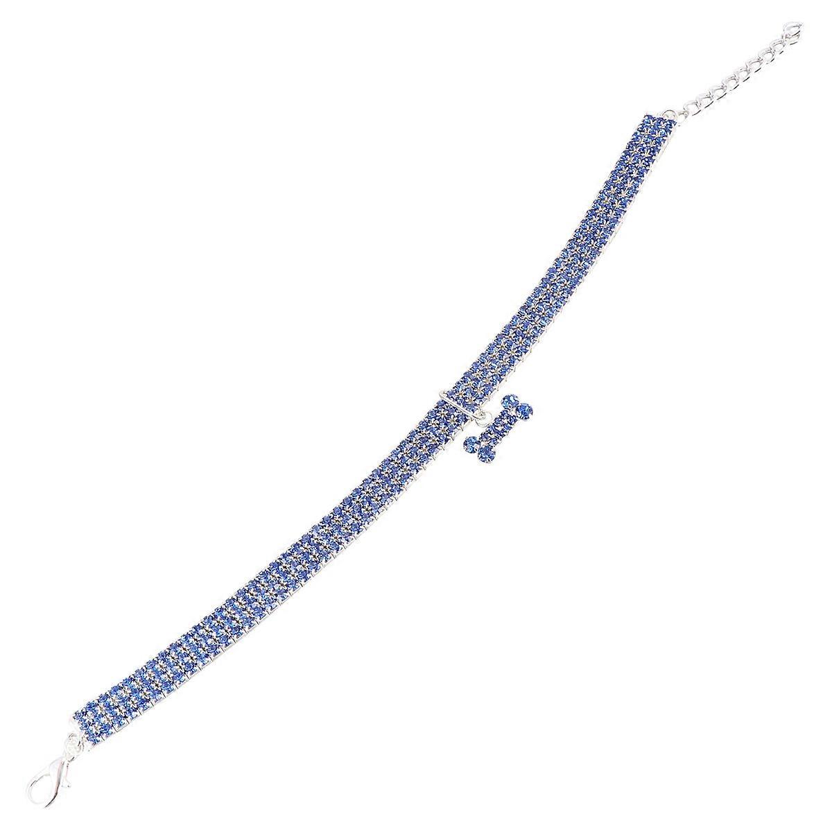 Cleaning Mini Bone Shape Pendant Shining Rhinestone Pet Collar