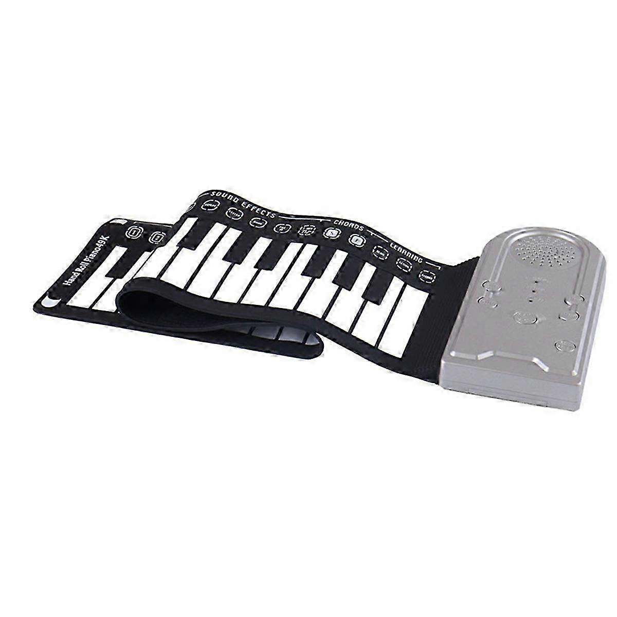 49-Key Hand-Rolled Portable Piano - Silver Teaching Instrument for Beginners