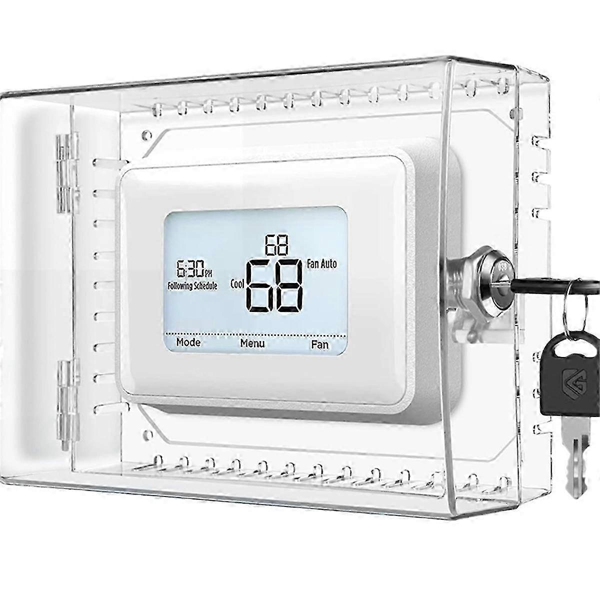Universal Thermostat Lock Box with Key, Clear Cover for 5H X Thermostats, Secure and Durable Protective Enclosure