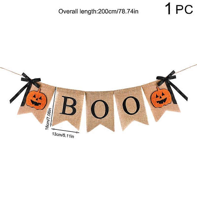 هالوين الخيش راية BOO اليقطين رايات العلم ريفي معلقة إكليل للمنزل الموقد هالوين حزب الديكور لوازم