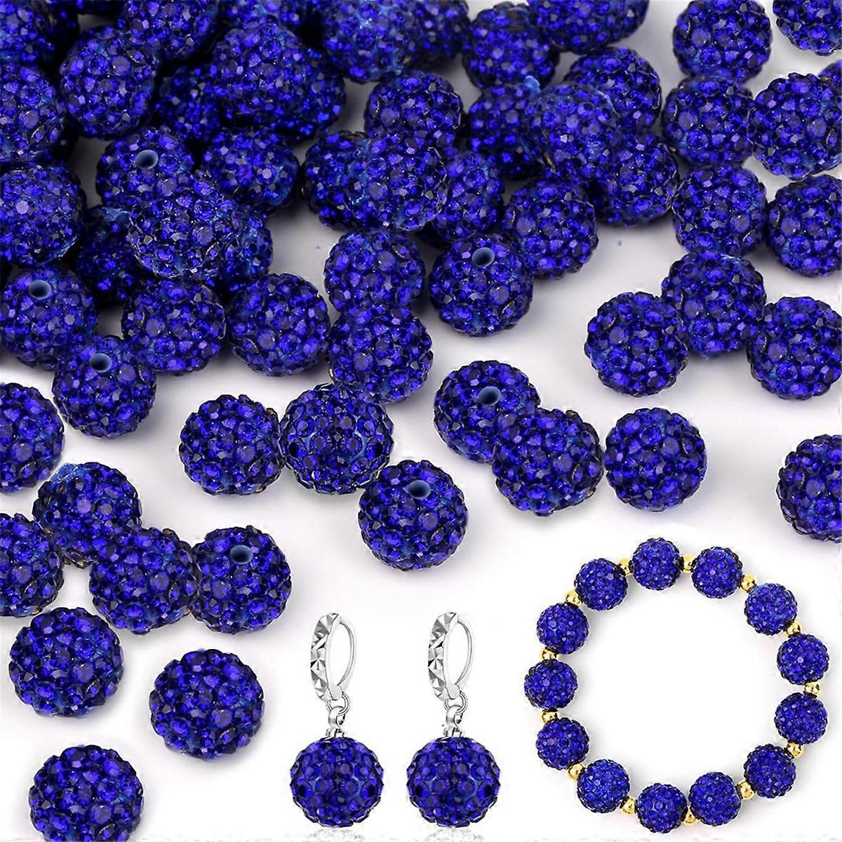 150 Pcs 10mm Rhinestone Beads,Sparkle Clay Rhinestone Beads,Dark Blue