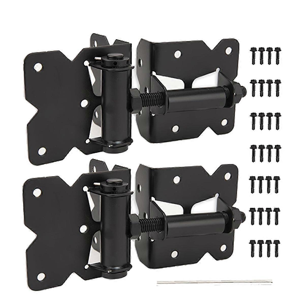 Heavy Duty Self Closing Gate Hinges for Wooden Fences Gates, 90 Degree Adjustable Gate Door Hinges Hardware Kit 2 Pack