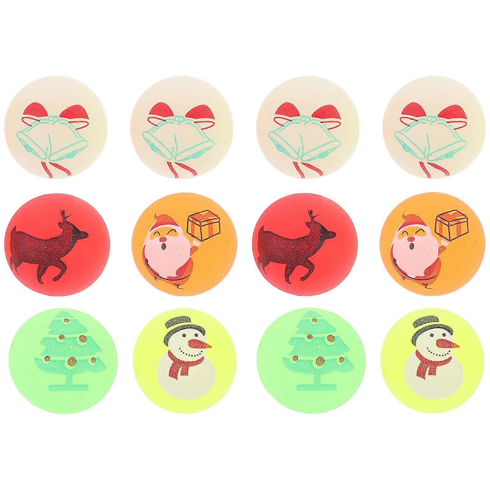 12Pcs Night Light Glow Bouncy Balls for Pets Rubber Assorted Color