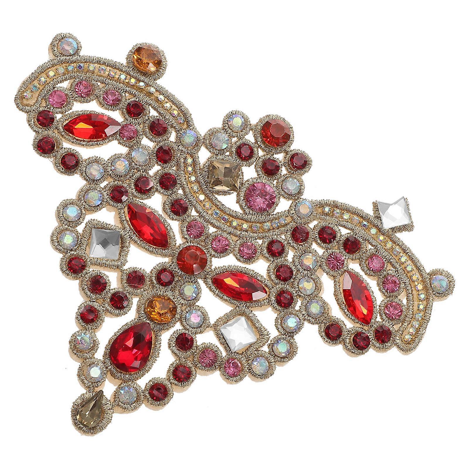 Rhinestone Patch Red Rhinestone Applique for DIY 1 Piece Decorative Patch