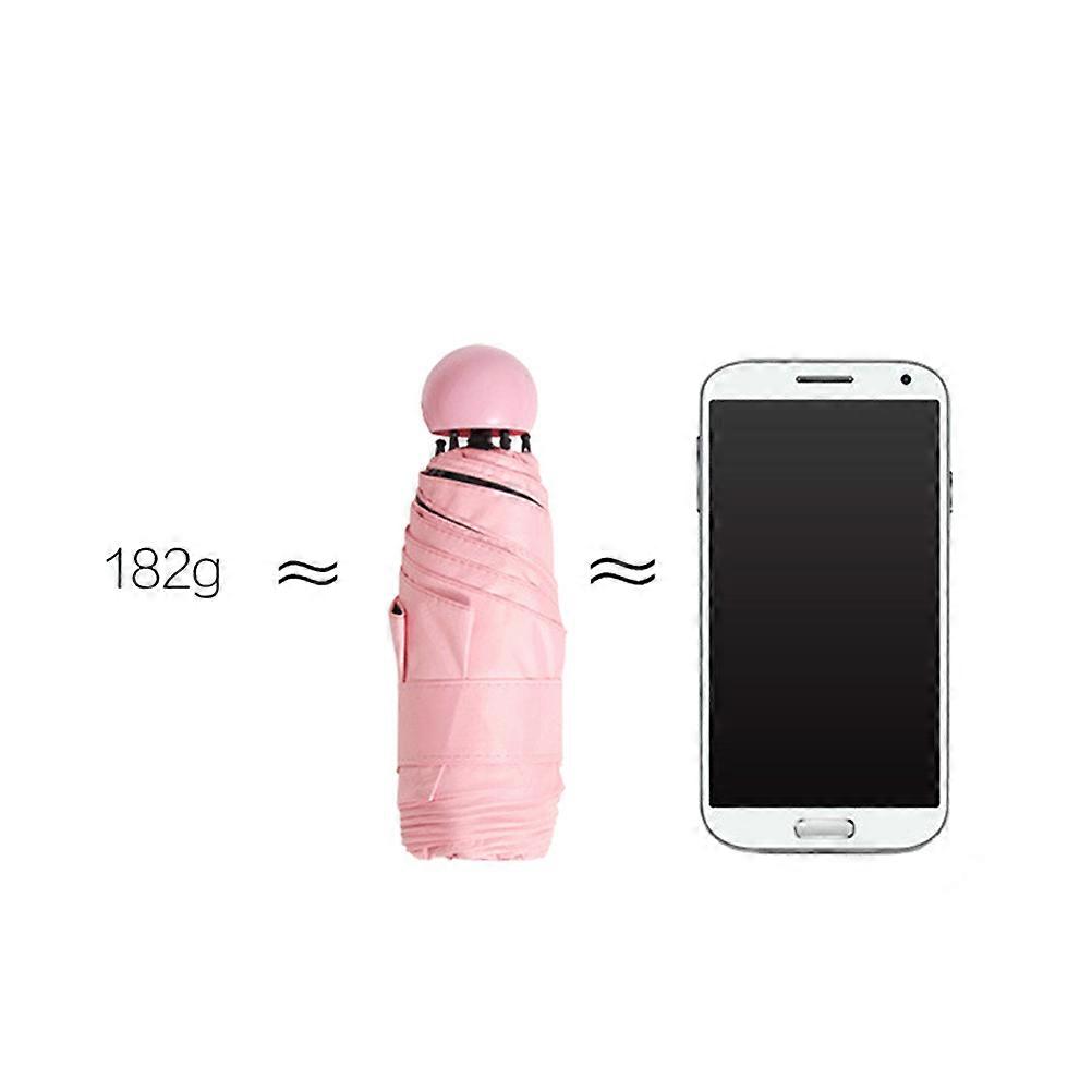 Mini Sun Umbrella Lightweight for Shelter Small Foldable Compact Umbrella with Capsule Case