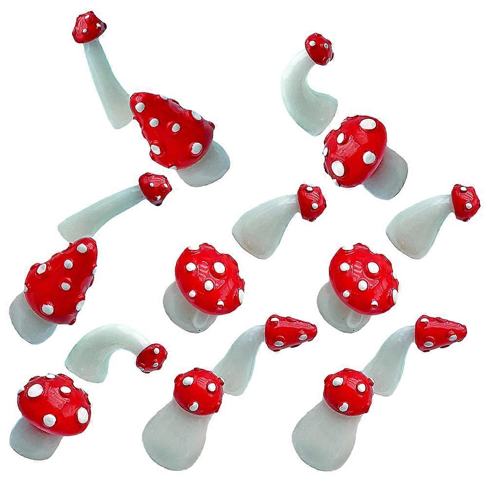 Resin Mushroom Decoration Assorted Colors Miniature for 16Pcs Display