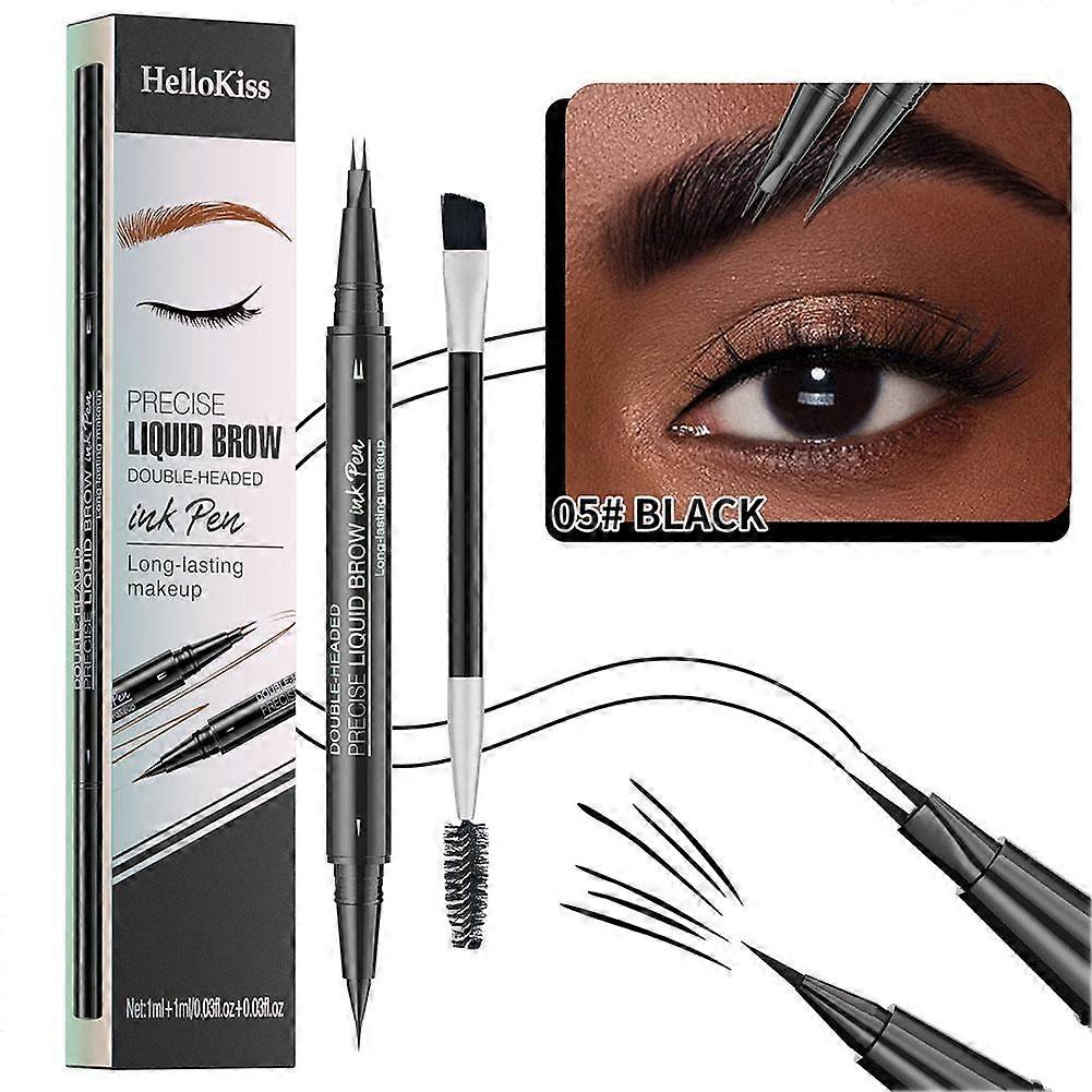 Waterproof Dual-Ended Eyebrow Pencil with Brush Ultra Fine Tip Long Lasting Smudge Proof All Day Wear