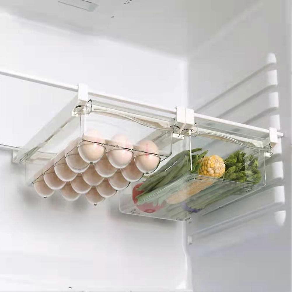 Fridge Organizer Drawer 2-Pack, Refrigerator Storage Box for Egg and Vegetable, Fits Fridge Shelf Under 0.6 Inches