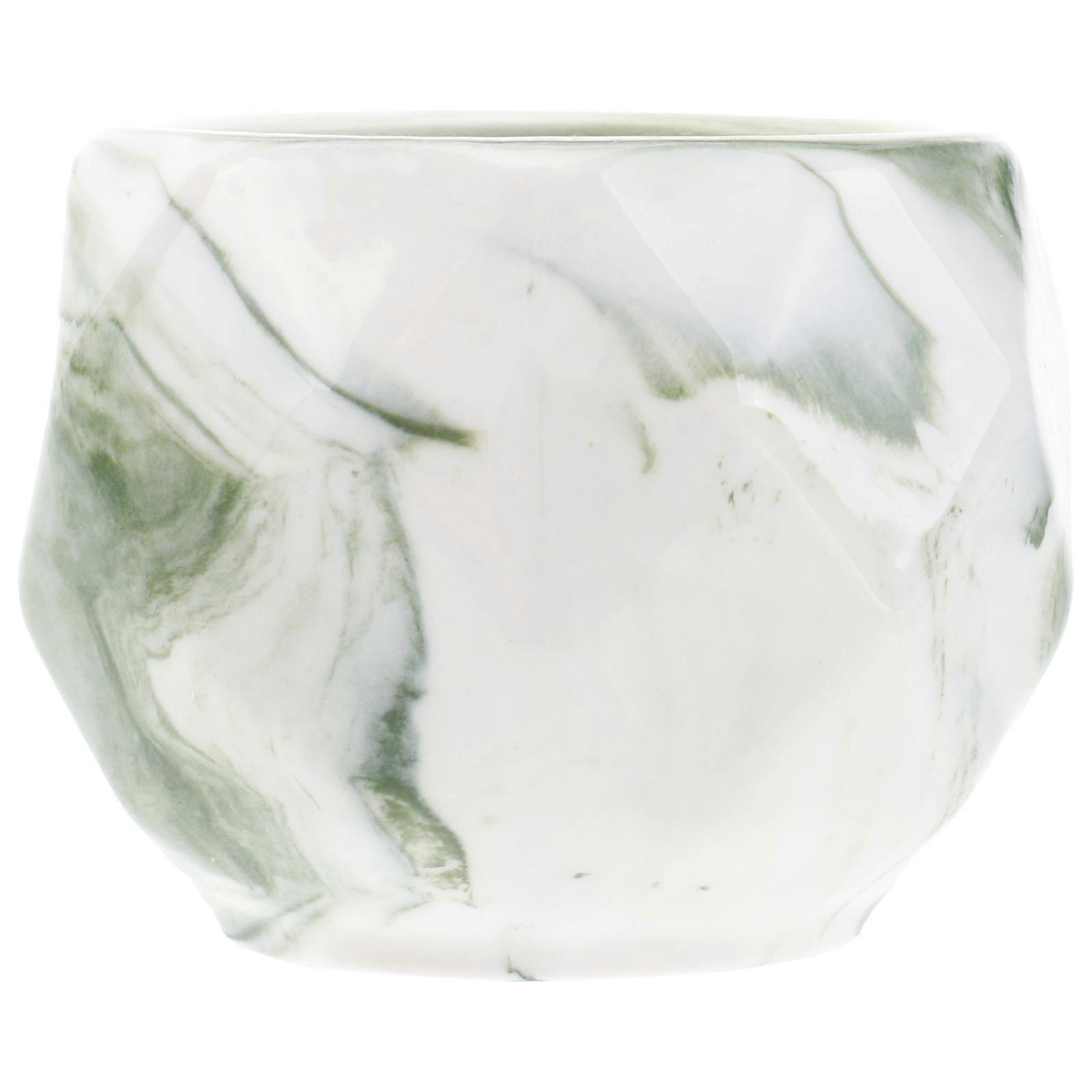 Ceramic Flower Planter Marble Container for Office Use 2Pcs Green