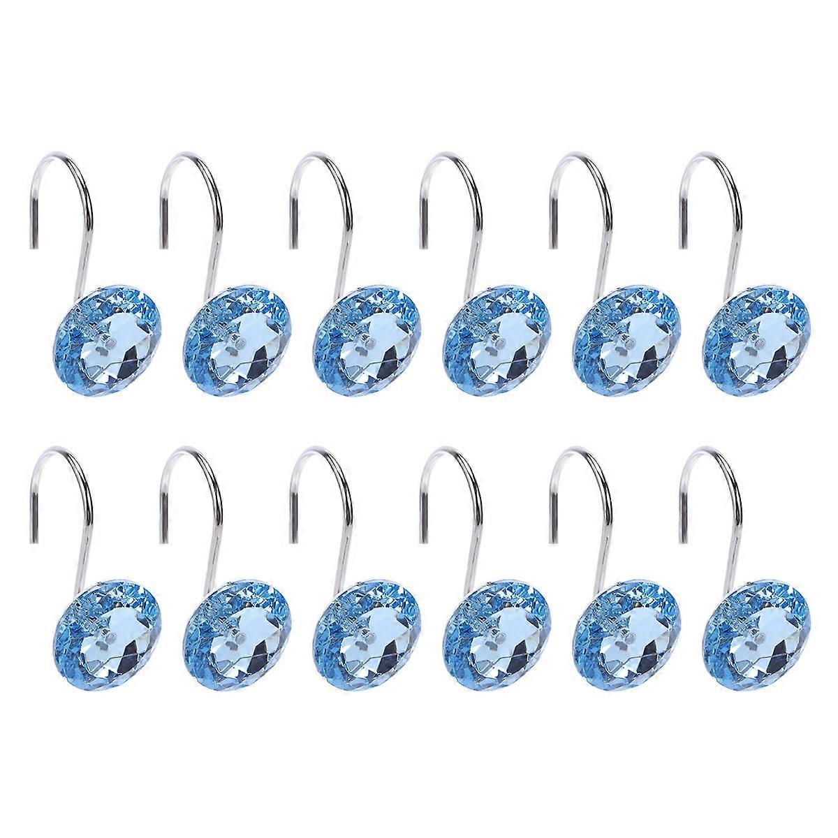 Shower Curtain Hook Acrylic Hooks for Hanging Use 36Pcs Blue
